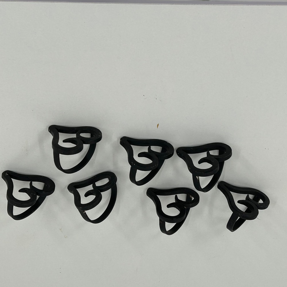 Wrought Iron Black Metal Heart Napkin Rings Set of 7 Farmhouse Decor Rustic Farm